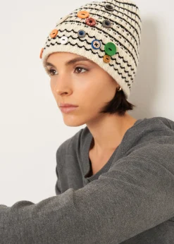 Cappello Catrin a righe con bottoni