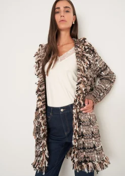 Cardigan Cardi in tweed effetto chenille