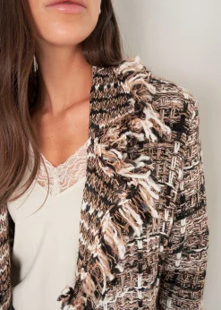 Cardigan Cardi in tweed effetto chenille