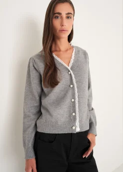 Cardigan Claudy con dettagli in pizzo