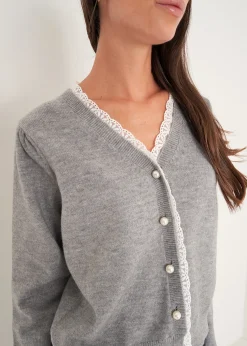 Cardigan Claudy con dettagli in pizzo