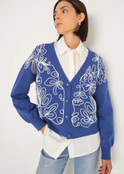 Cardigan Cross con ricamo frontale