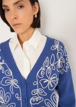 Cardigan Cross con ricamo frontale