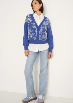 Cardigan Cross con ricamo frontale