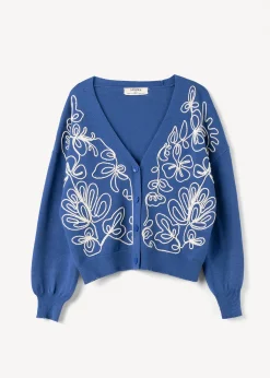 Cardigan Cross con ricamo frontale