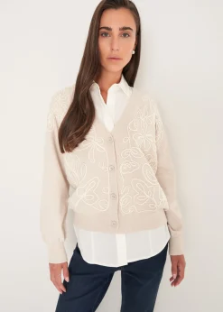 Cardigan Cross con ricamo frontale