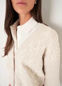 Cardigan Cross con ricamo frontale