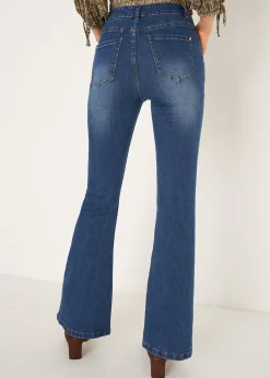 Jeans CindyJ-U gamba flare con bottoni oro