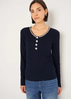 Maglia Marcy con strass e bottoni gioiello