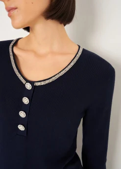 Maglia Marcy con strass e bottoni gioiello