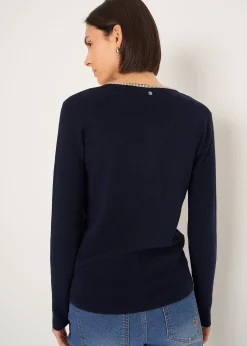 Maglia Marcy con strass e bottoni gioiello