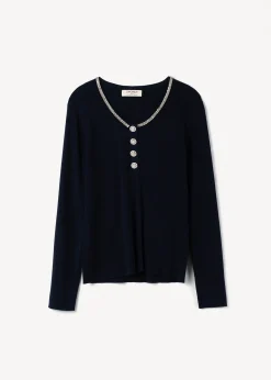Maglia Marcy con strass e bottoni gioiello