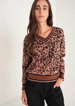Maglia Marina maculata con dettagli in tinta unita