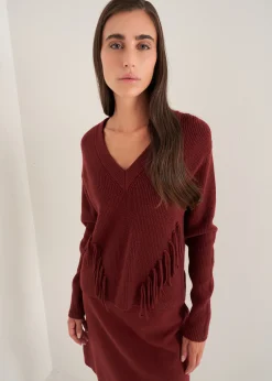 Maglia Marisa scollo a V con frange