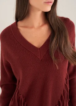 Maglia Marisa scollo a V con frange