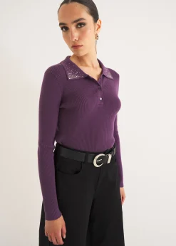 Maglia polo Mendy con strass