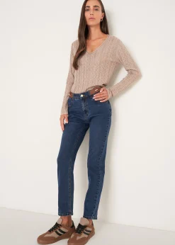 Pantaloni Katej-P in denim con dettagli in ecopell
