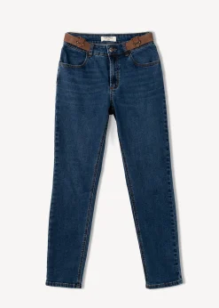 Pantaloni Katej-P in denim con dettagli in ecopell