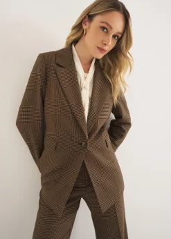 Tailleur a Quadri con Rever Ampio