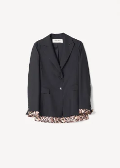Tailleur Maculato con Pantalone a Gamba Larga