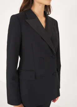 Tailleur Smoking con Rever in Satin
