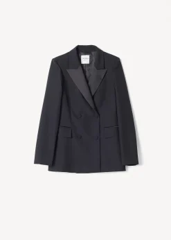 Tailleur Smoking con Rever in Satin