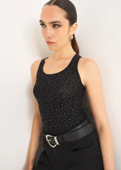 Top Taba traforato con strass