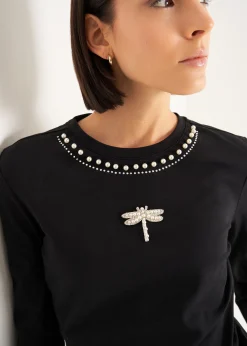 T-shirt Saffye con decorazioni gioiello