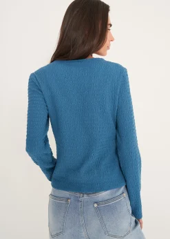 T-shirt Simply a rilievo con scollo a V